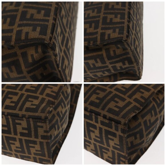 FENDI Zucca Canvas Mamma Baguette Tote Bag Black Silver Brown Auth 145493 - Picture 15 of 16